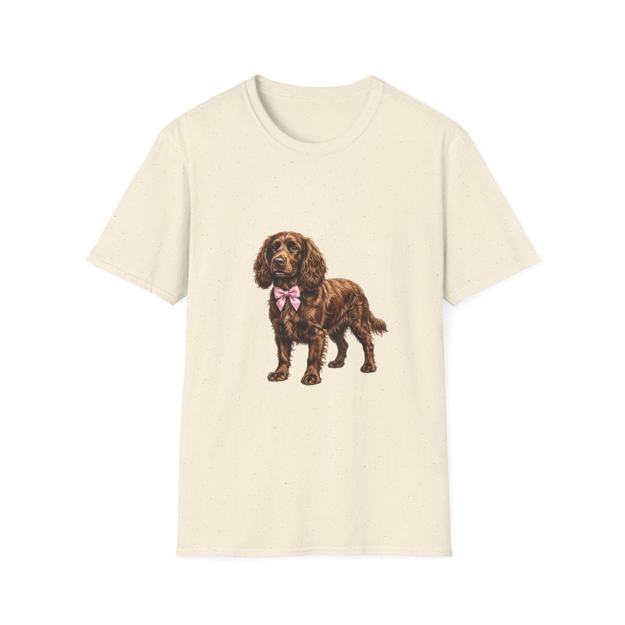 Cocker Spaniel Dog T-Shirt — Cute Puppy Design with Pink Bow